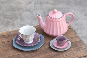 Empty bowl on rustic wood, Japanese handmade ceramic bowl