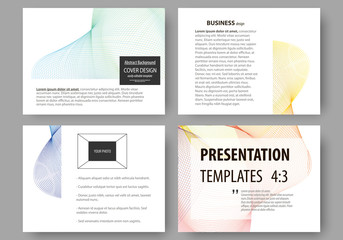 Set of business templates for presentation slides. Easy editable layouts, vector illustration. Colorful design background with abstract waves.