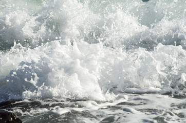 Foam and drops of breaking sea waves Black Sea