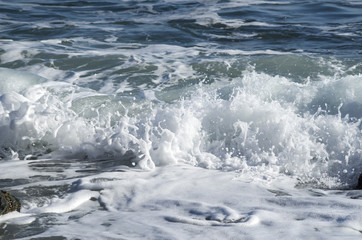 Foam and drops of breaking sea waves Black Sea