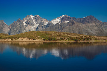 Naklejka na ściany i meble Koruldi Lake near Mestia in Upper Svaneti region, Georgia