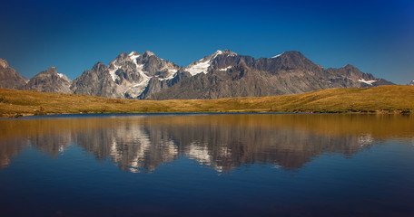 Fototapeta na wymiar Koruldi Lake near Mestia in Upper Svaneti region, Georgia