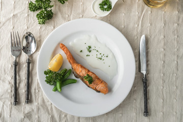 Salmon fish fillet grilled steak