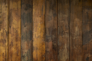 Naklejka premium Background and Wallpaper or texture of floor old brown hardwood or panels plank wood texture panel Vertically.