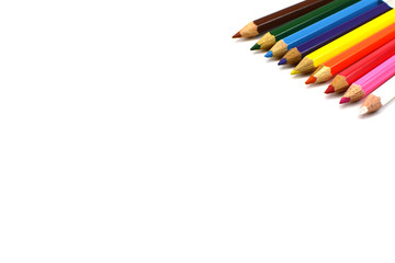 crayon pencils isolated on white background.