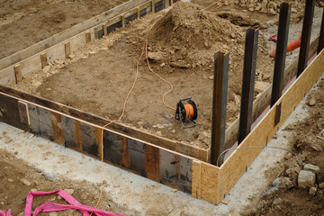 View of formwork at the construction site
