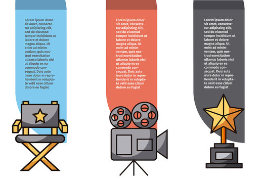 Blue Red Black Cinema Elements Data Infographic Template
