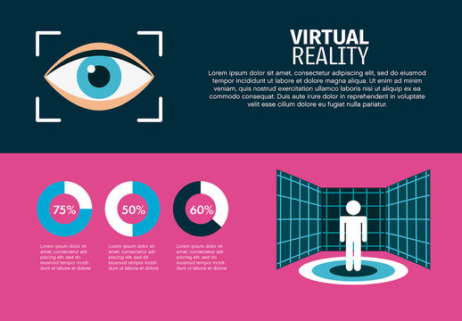 Blue And Pink Virtual Reality Technology Infographic