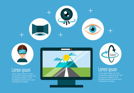 Blue Virtual Reality Technology Infographic with 360 Experience