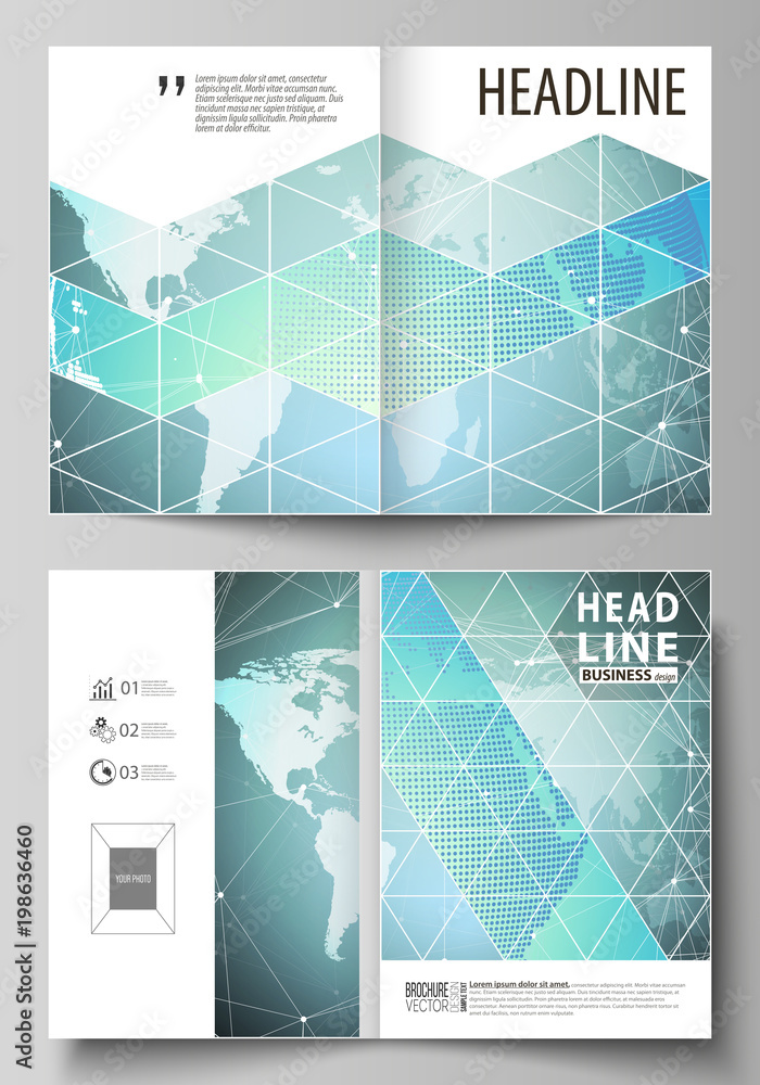 Poster the vector illustration of the editable layout of two a4 format modern cover mockups design template