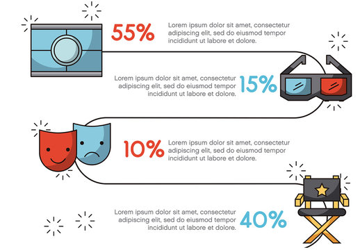 Red and Blue Cinema Movie Film Theater Infographic Layout