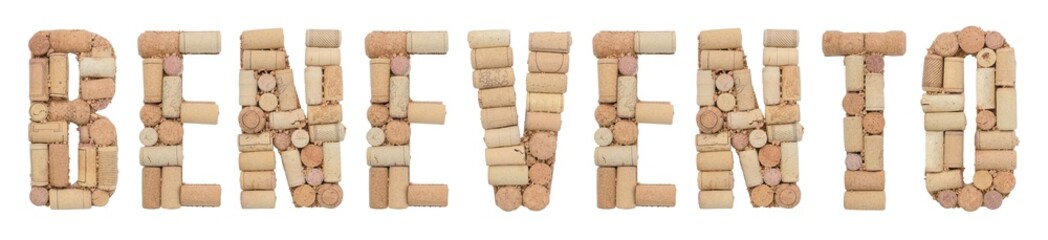 Italian province Benevento made of wine corks Isolated on white background