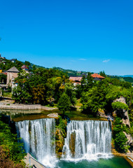 Fototapeta na wymiar Waterfall in the city of Jajce