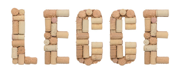 Italian province Lecce made of wine corks Isolated on white background