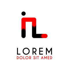 initial Letter IL with red Black and has rounded corners