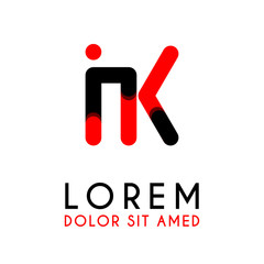 initial Letter IK with red Black and has rounded corners