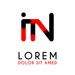 initial Letter IN with red Black and has rounded corners