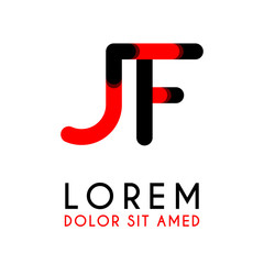 initial Letter JF with red Black and has rounded corners