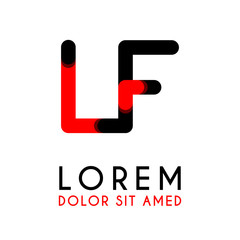 initial Letter LF with red Black and has rounded corners