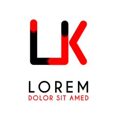 initial Letter LK with red Black and has rounded corners