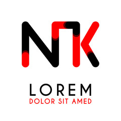 initial Letter NK with red Black and has rounded corners