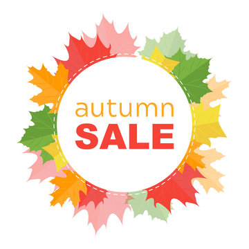 Autumn sale banner with autumn leafs