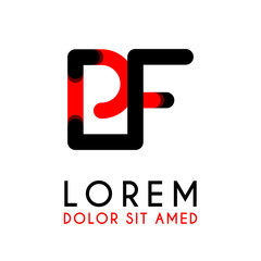 initial Letter PF with red Black and has rounded corners