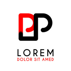 initial Letter PP with red Black and has rounded corners