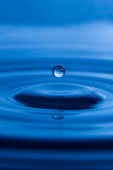 Water drop splash blue