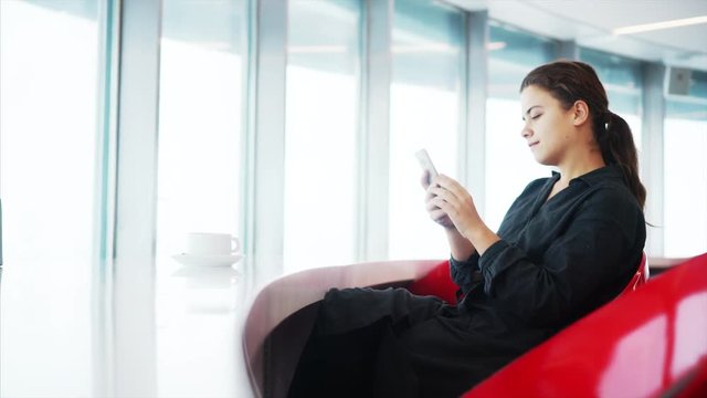 girl in high tech cafe
