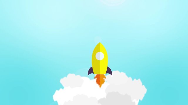 Rocket launch animation. Video suitable for infographics, presentation or advertising. stock footage