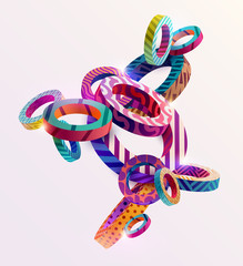 3D  decorative  rings. Colorful design.