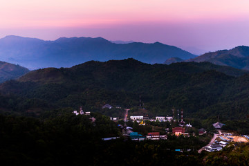 The village is in the middle of the valley and the rainforest in Thailand.