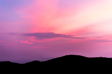 Red sky above mountain