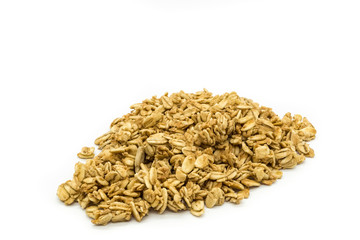 Granola in a Pile on White Background