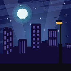 City at night cartoon vector illustration graphic design