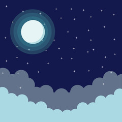 Sky at night cartoon vector illustration graphic design