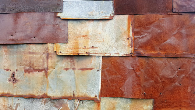 Old sheet of iron covered with rust 