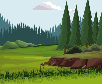 Beautiful nature landscape vector illustration graphic design