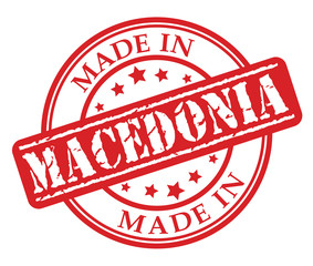 Made in Macedonia red rubber stamp illustration vector on white background