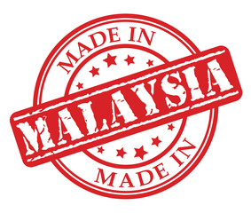 Made in Malaysia red rubber stamp illustration vector on white background
