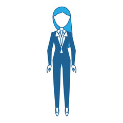 avatar businesswoman standing over white background, blue shading design. vector illustration