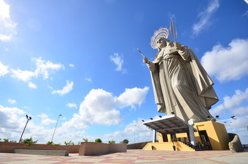 SANTA CRUZ, BRAZIL - September 25, 2017 - View of the courtyard of the largest Catholic statue in...