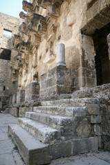 interior decoration of ancient roman  amphitheatre in Aspendos, Turkey