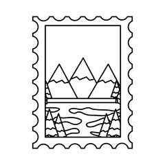 postage stamp canadian mountains lake landscape