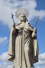 Fototapeta premium SANTA CRUZ, BRAZIL - September 25, 2017 - View of the courtyard of the largest Catholic statue in the world, the statue of Saint Rita of Cassia, 56 meters high, located in the northeastern backlands. 