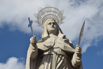 SANTA CRUZ, BRAZIL - September 25, 2017 - View of the courtyard of the largest Catholic statue in the world, the statue of Saint Rita of Cassia, 56 meters high, located in the northeastern backlands. 