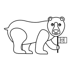 grizzly bear holding canadian flag