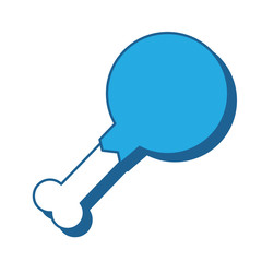 chicken thigh icon over white background, blue shading design. vector illustration