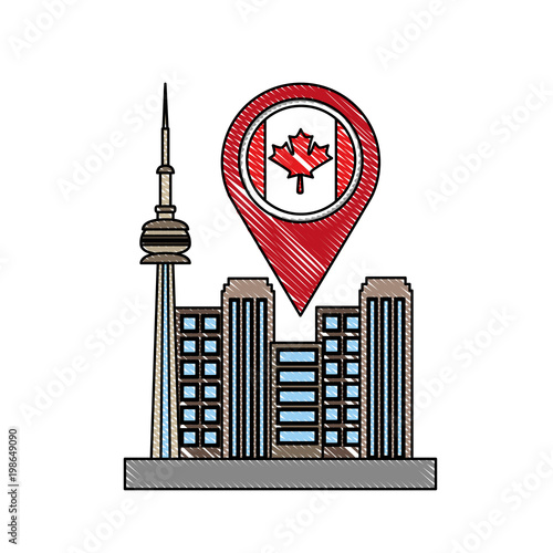 Toronto Canadian City Pointer Map Location Vector
